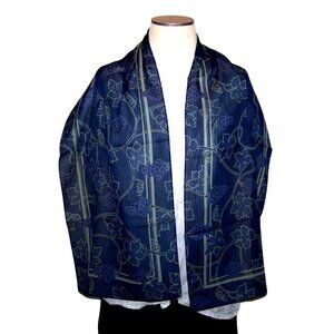 Scarf Blue Border End Wine Tasting Grape Cluster  60" L  x  14" W 100% Polyester